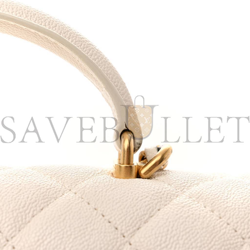 Ch*el master  caviar quilted mini top handle rectangular flap white as2431 (20*13*9cm)